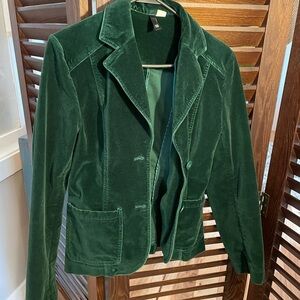 H&M Emerald Green Velvet Blazer Jacket Size 10